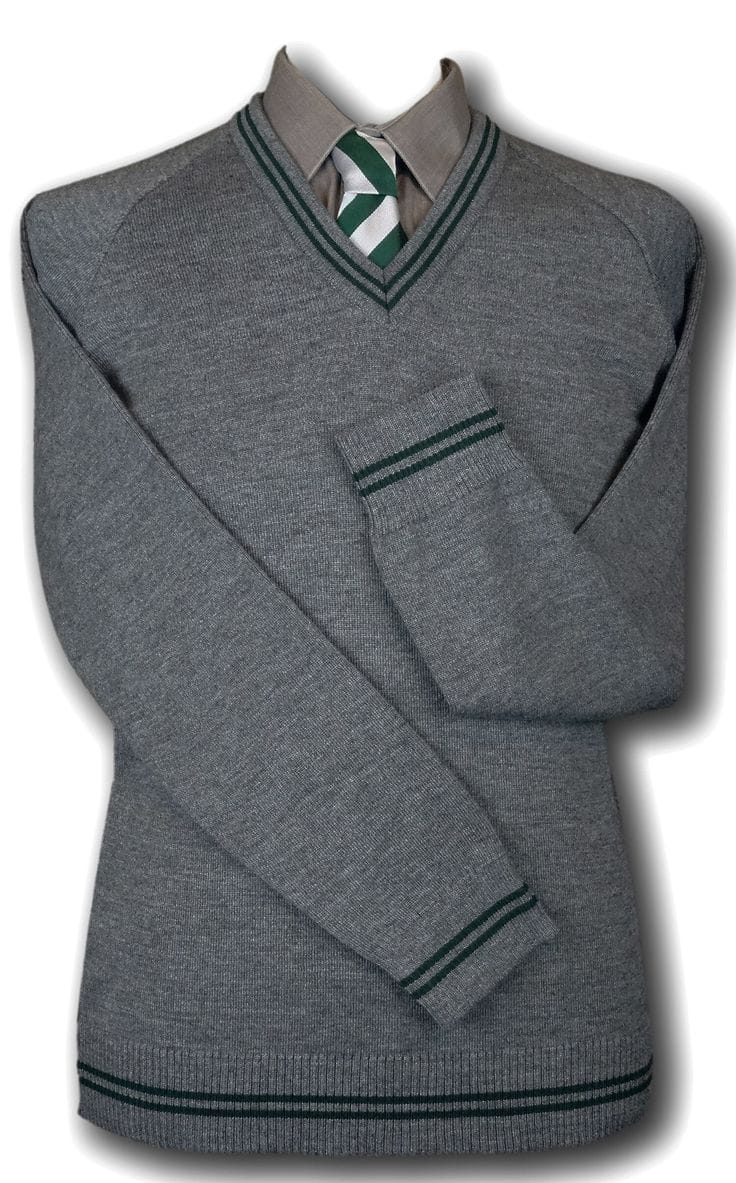 School uniforms — grey sweater with tie